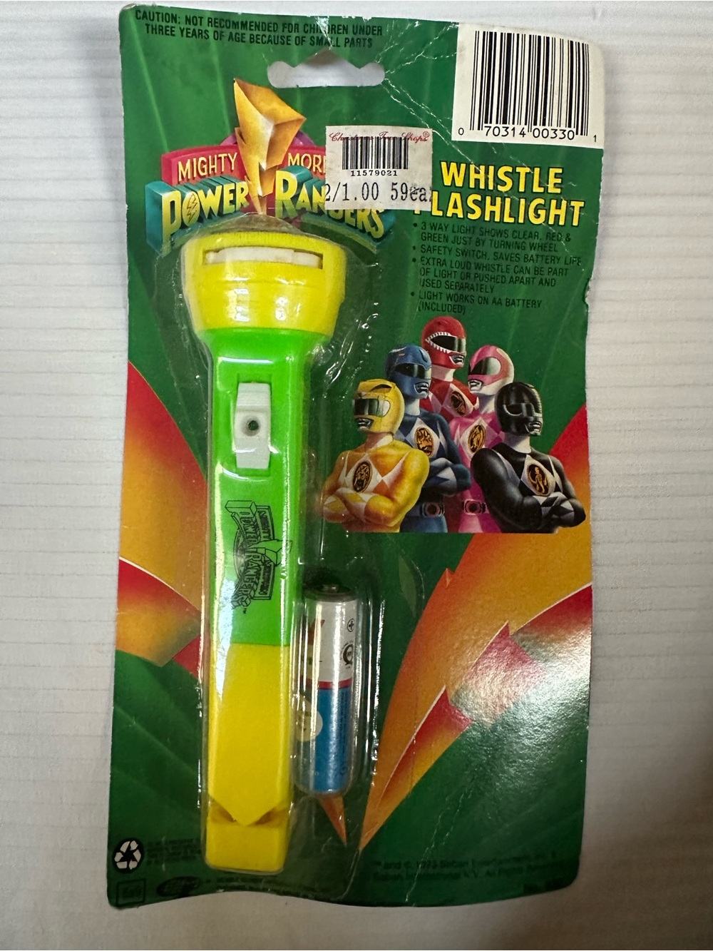 Vintage 1993 Power Rangers Whistle Flashlight